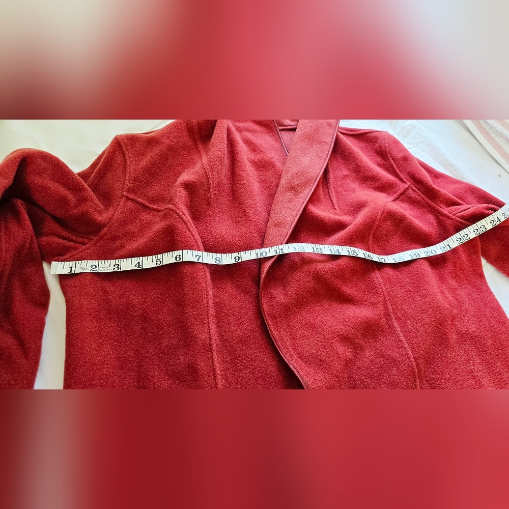 Victor Costa Occasion Red Wool Open Front Shawl Collar Jacket Size L Womend - Picture 3 of 6